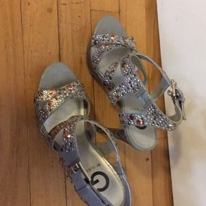 Silver beaded platform sandals